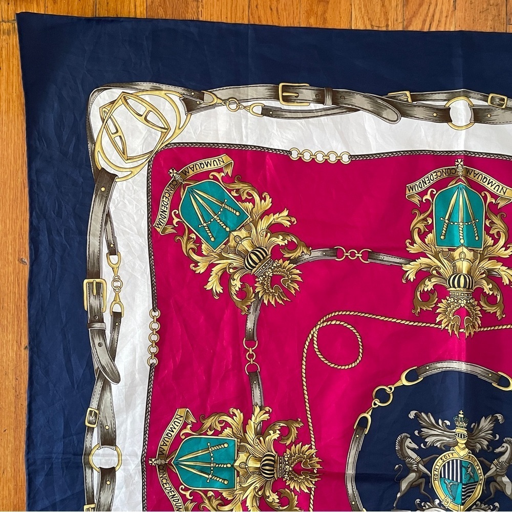 Hermes Scarf equestrian square horse bit Americana swords crest royalty rope - Picture 3 of 13
